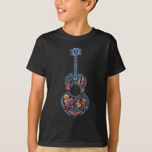 T-shirt Disney Pixar Coco   Guitare de caractères colorés