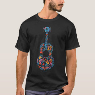 T-shirt Disney Pixar Coco   Guitare de caractères colorés