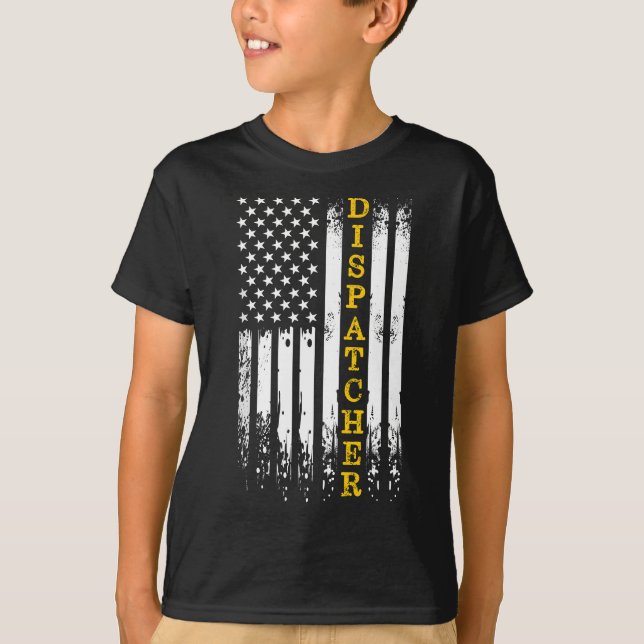 T-shirt Dispatcher - 911 Opérateur Thin Gold Yellow Line D (Devant)