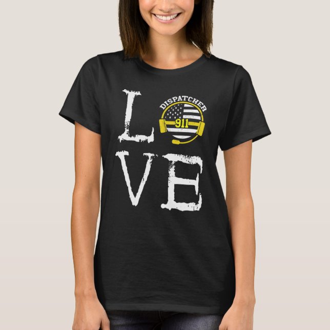 T-shirt Dispatcher Thin Yellow Line Love Appels Déplaisant (Devant)