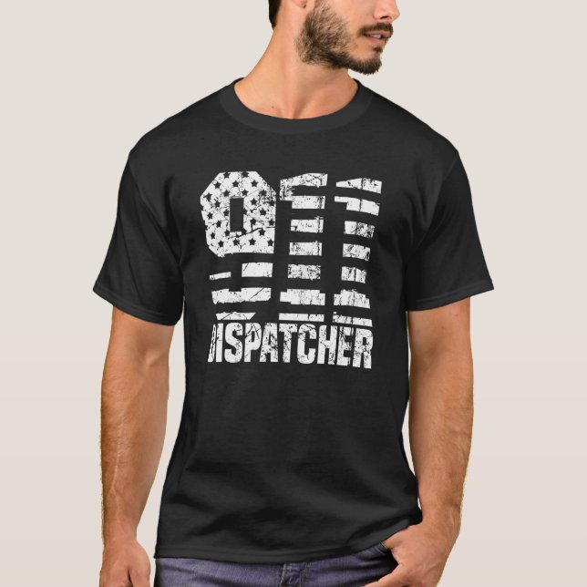 T-shirt Dispatcher Us Flag - Thin Gold Line Police 911 Dis (Devant)