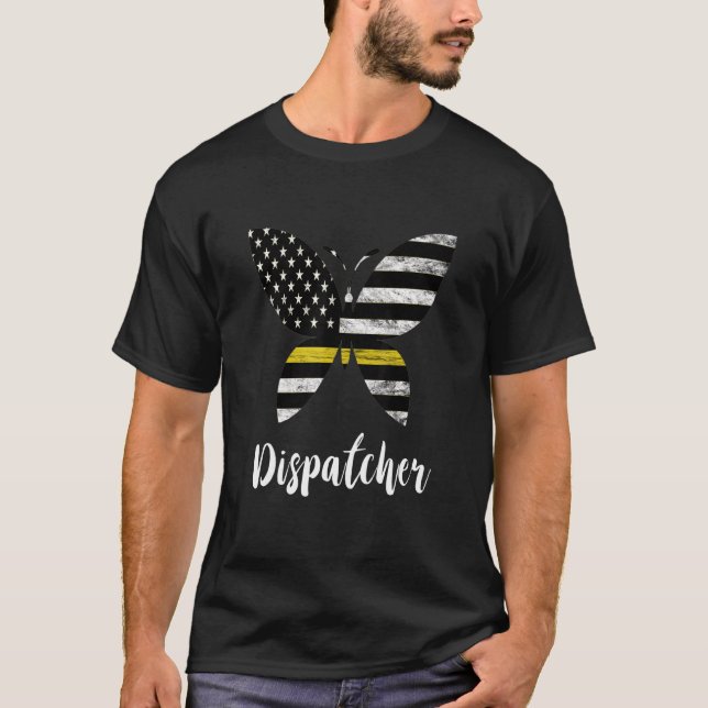 T-shirt Dispatcher Usa America Drapeau Butterfly Freedom 9 (Devant)