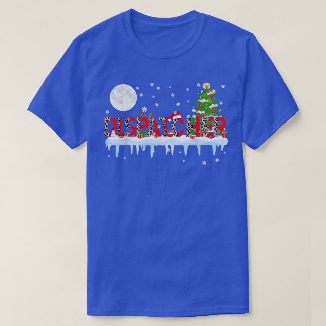 T-shirt Dispatcher Xmas Tree Light Leopard Santa Hat Reind (Design devant)