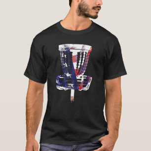 T-shirt Disque Golf American Drapeau Lecteur Usa Panier Si