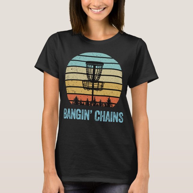 T-shirt Disque Golf Amusant Chaînes de baisage Rétro Disqu (Devant)