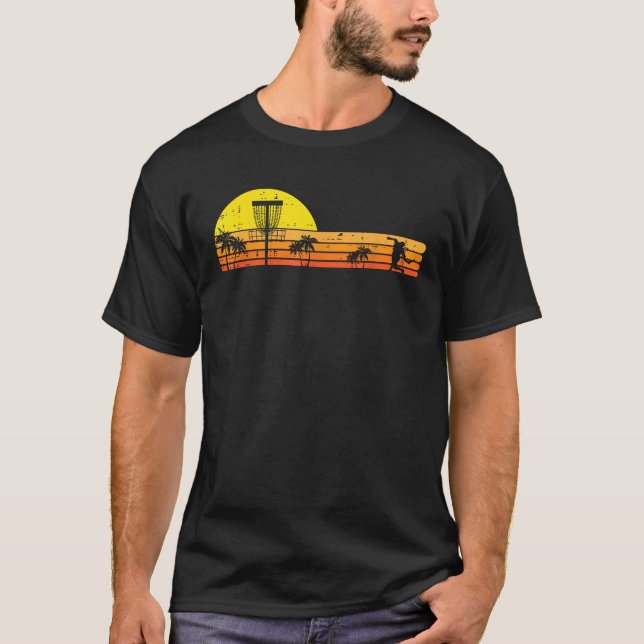 T-shirt Disque Golf Palm Trees Retro Frisbee Frolf Sport H (Devant)