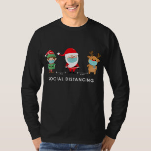 T-shirt Distances sociales Quarantaine Noël Père Noël Elf