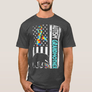 T-shirt Distorsion Américaine Drapeau Autisme Grand-Mère P