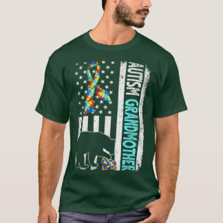 T-shirt Distorsion Américaine Drapeau Autisme Grand-Mère P