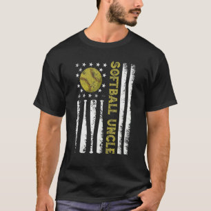 T-shirt Distorsion Américaine Drapeau Softball Uncle Père