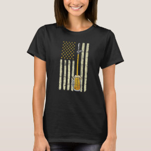 T-shirt Distorsion Drapeau Américain Bande De Bière Robine