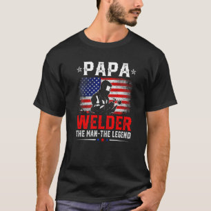 T-shirt Distorsion du drapeau américain Papa Welder La Lég