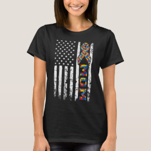 T-shirt Distorsion Usa Drapeau Autisme Maman Sensibilisati