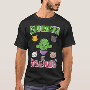 T-shirt Distrait par les chats et les plantes jardinage am