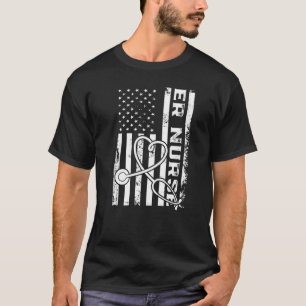 T-shirt Distress Er Nurses Us Drapeau Pour Salle D'Urgence