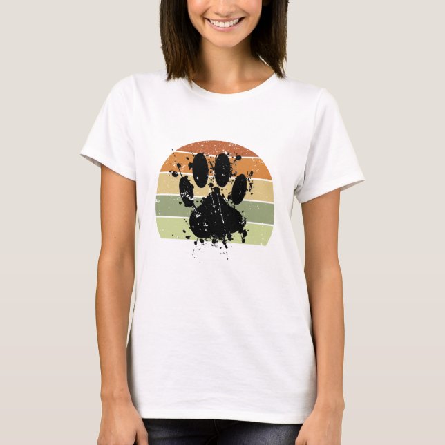 T-shirt Distresse Paint Spatter Dog Empreinte de patte Ret (Devant)