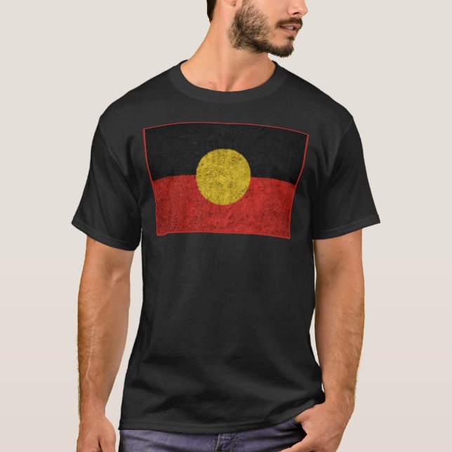T-shirt Distressed Aboriginal Flag Classic (Devant)