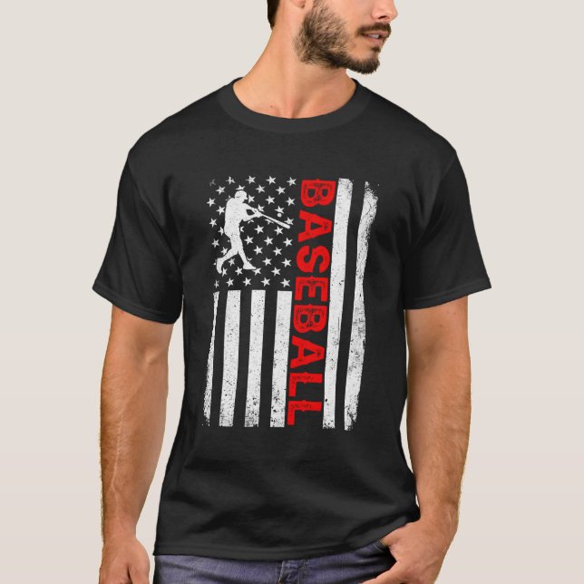 T-shirt Distressed American Flag Baseball Patriotic 4Th Of (Devant)