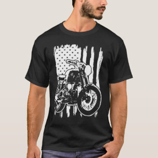 T-shirt Distressed American Flag Motorcycle Rider