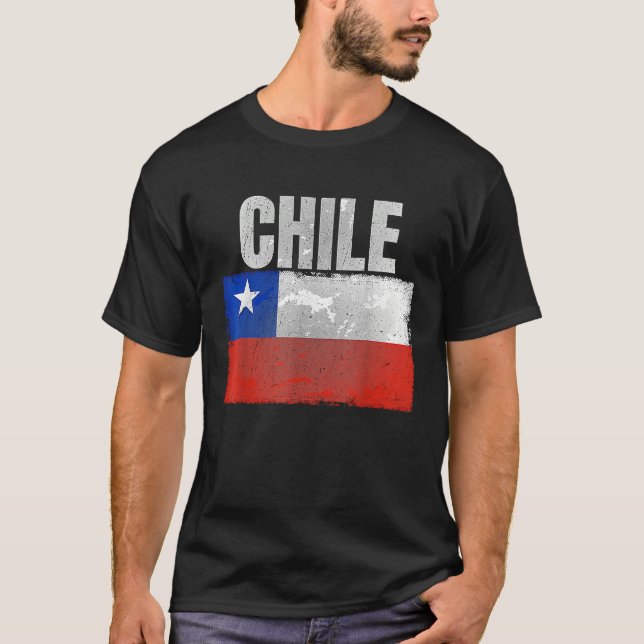 T-shirt Distressed Chile Flag Graphic for Men Women Hispan (Devant)