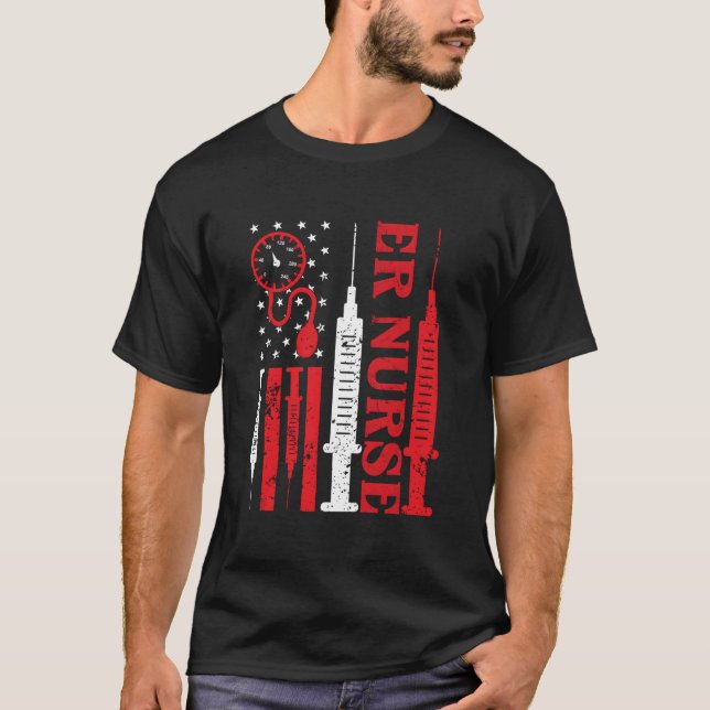 T-shirt Distressed Flag For Emergency Room Er Nurses (Devant)