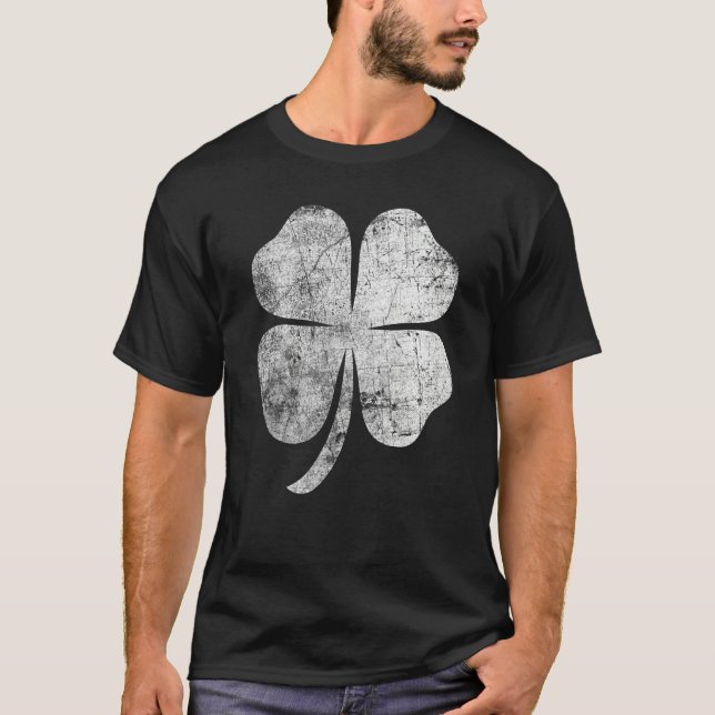 T-shirt Distressed Four Leaf Clover St Patrick's Day (Devant)