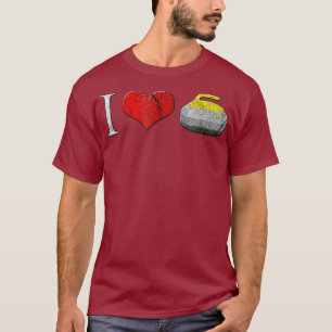 T-shirt Distressed I Love Curling Rocks Sport Humour
