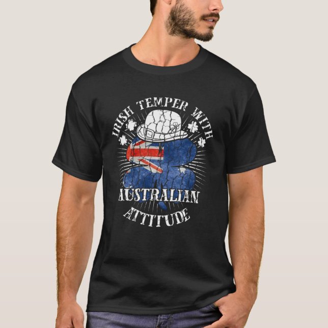 T-shirt Distressed Irish Australian Attitude Patriotic Sha (Devant)