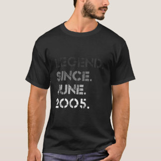T-shirt Distressed Legend Since June 2005 18Th Bday 18