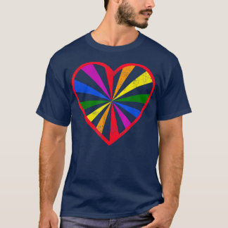 T-shirt Distressed LGBTQ+ Ally Pizza Rainbow Heart Flag Pr