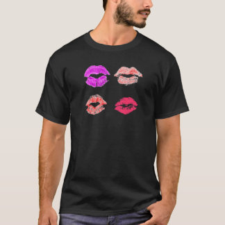 T-shirt Distressed Lips Illustration Women Celebrations Gi