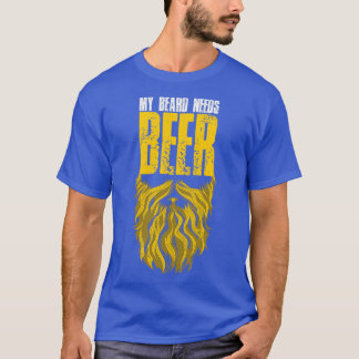 T-shirt Distressed Ma Barbe A Besoin De Bière Classique TS