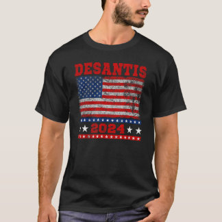 T-shirt Distressed Style American Flag Desantis 2024