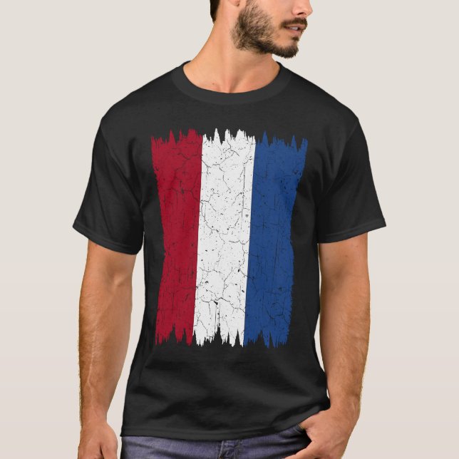 T-shirt Distressed Style Dutch Vertical Flag of Netherland (Devant)