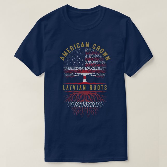 T-shirt Distressed Tree USA Drapeau Américain Cultivé Latv (Design devant)