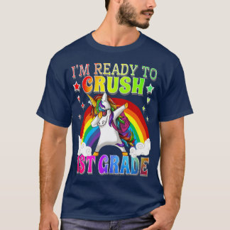 T-shirt District de Dabbing School Unicorn Rainbow I'm Rea