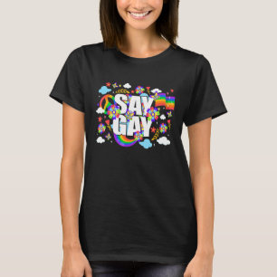 T-shirt Dites Gay Arc-en-ciel Vintage Floral Rester Pround