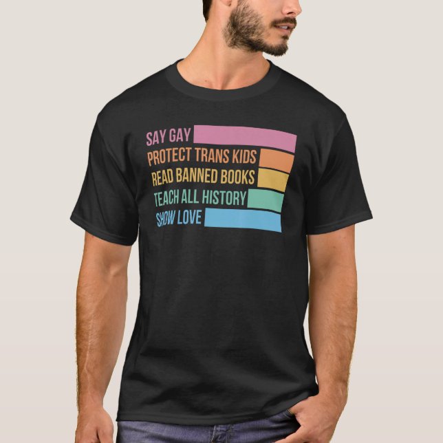 T-shirt Dites Gay Protéger les enfants trans Lire les livr (Devant)