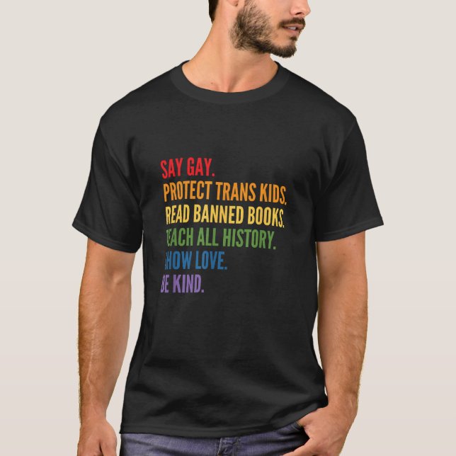 T-shirt Dites Gay Protéger les enfants trans Lire Livres i (Devant)
