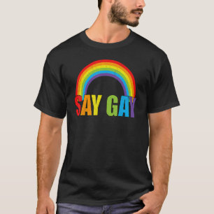 T-shirt Dites Gay Rainbow Retro Dites Trans Restez Fier Lg