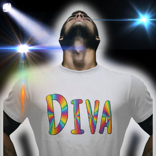 T-shirt DIVA Campy Fabulous LGBTQ Gay pride Rainbow Colors