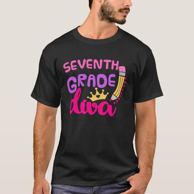 T-shirt Diva de 7e année Première journée de vêtements de  (Devant)