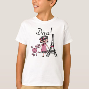 T-shirt Diva de cheveux noirs