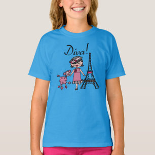 T-shirt Diva de cheveux noirs