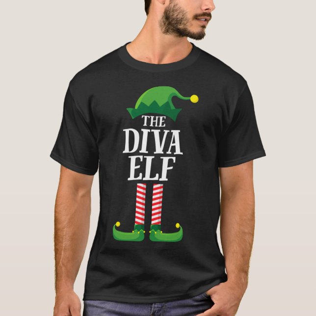 T-shirt Diva Elf Correspondant Famille de Noël Pajama (Devant)