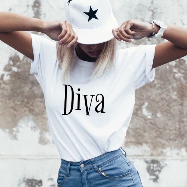 T-shirt Diva Funny Whimsical Typographie (Créateur téléchargé)