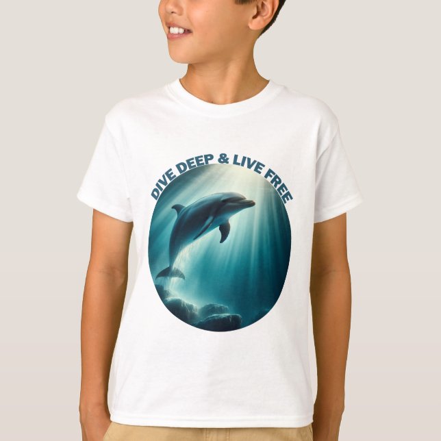 T-shirt Dive Deep Live Dolphin gratuit (Devant)