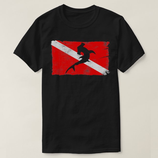 T-shirt Diver Down Drapeau Tête de marteau Silhouette Plon (Design devant)