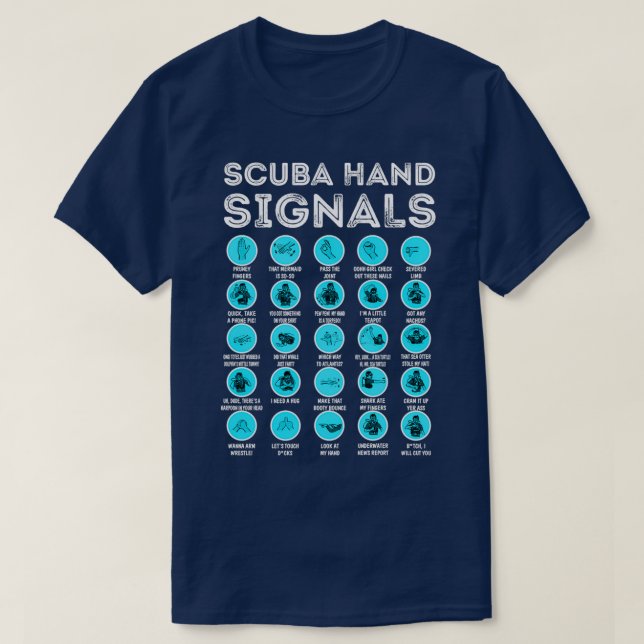 T-shirt Diver Main Signal Drôle Plongée Scuba Signaux main (Design devant)