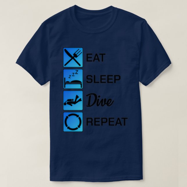 T-shirt Diver Manger Sleep Dive Répéter Plongée Scuba Reef (Design devant)